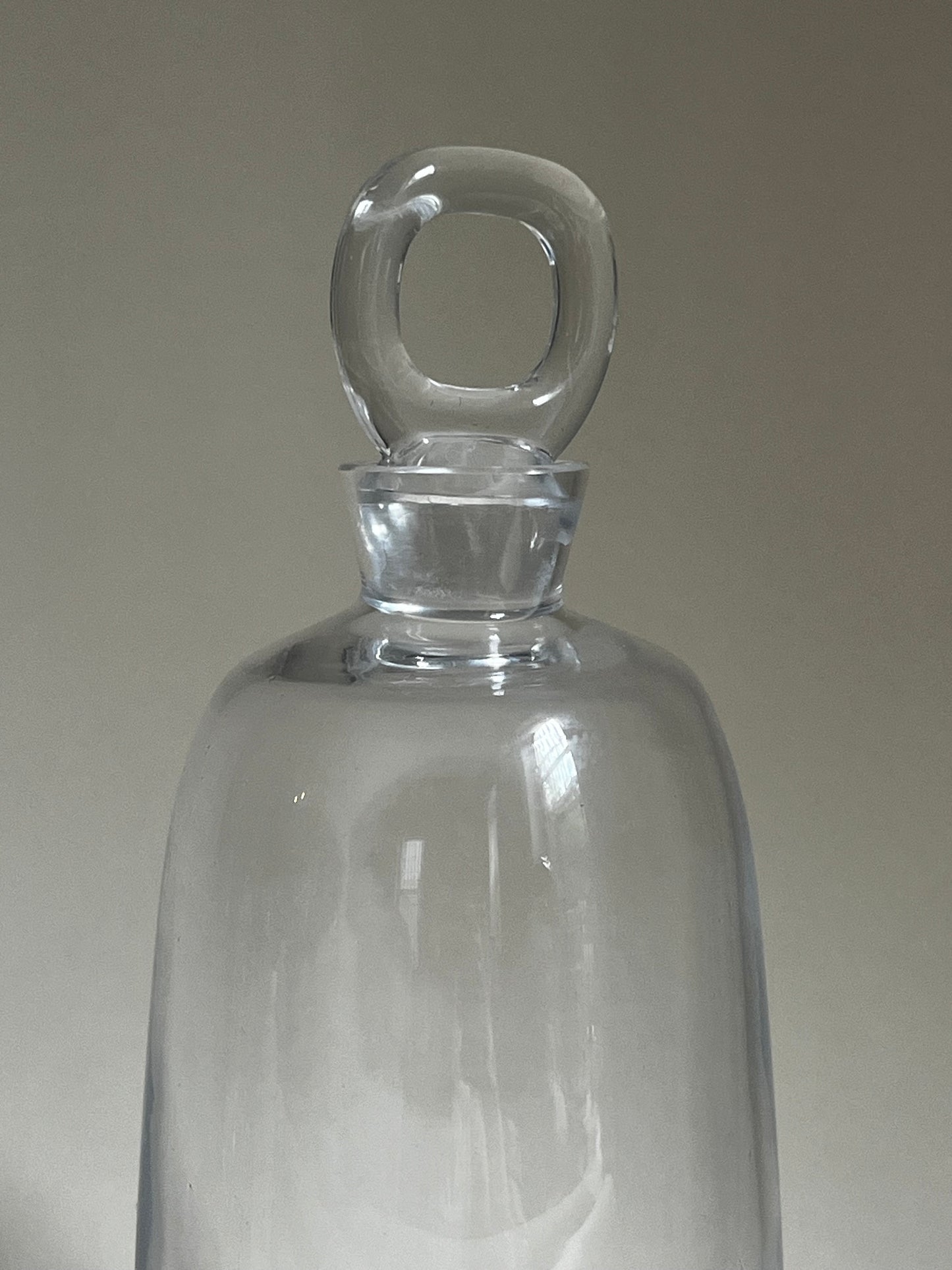 Crystal Decanter with Sculptural Loop Stopper | Heavy Modernist Barware