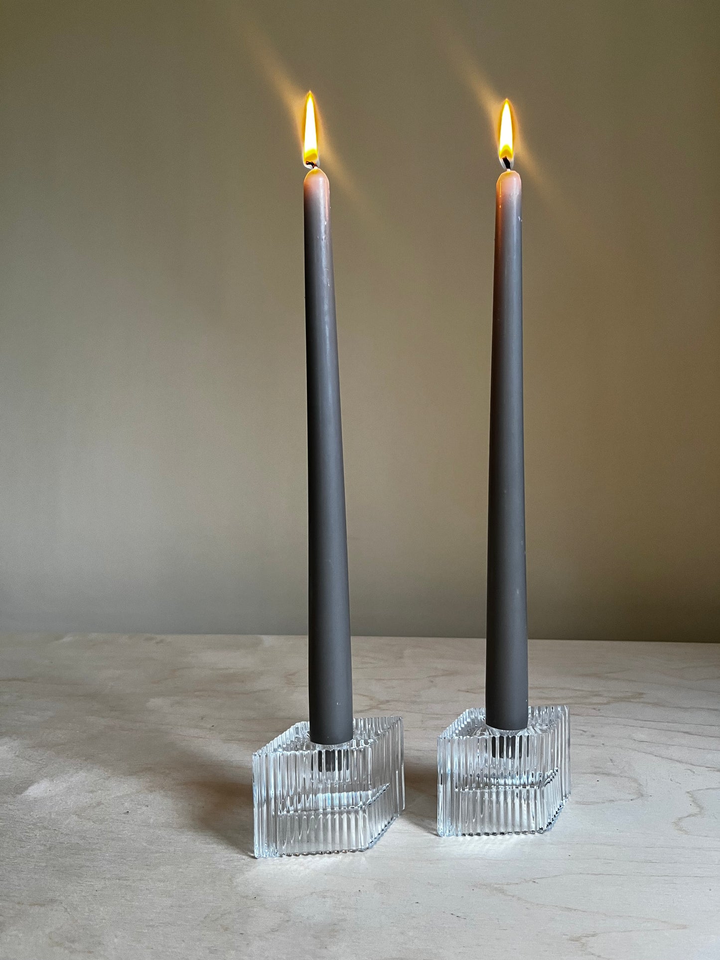 1984 Avon Gallery Originals Crystal Ribbed Taper Candle Holders | Set of 2