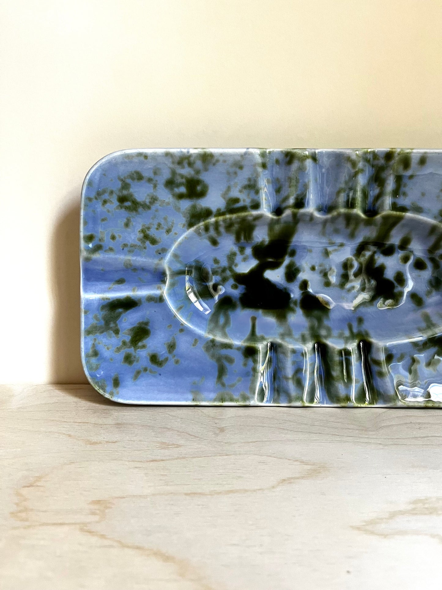 Stangl Caribbean Blue Green Drip Glaze Ceramic Ashtray/ Catch All