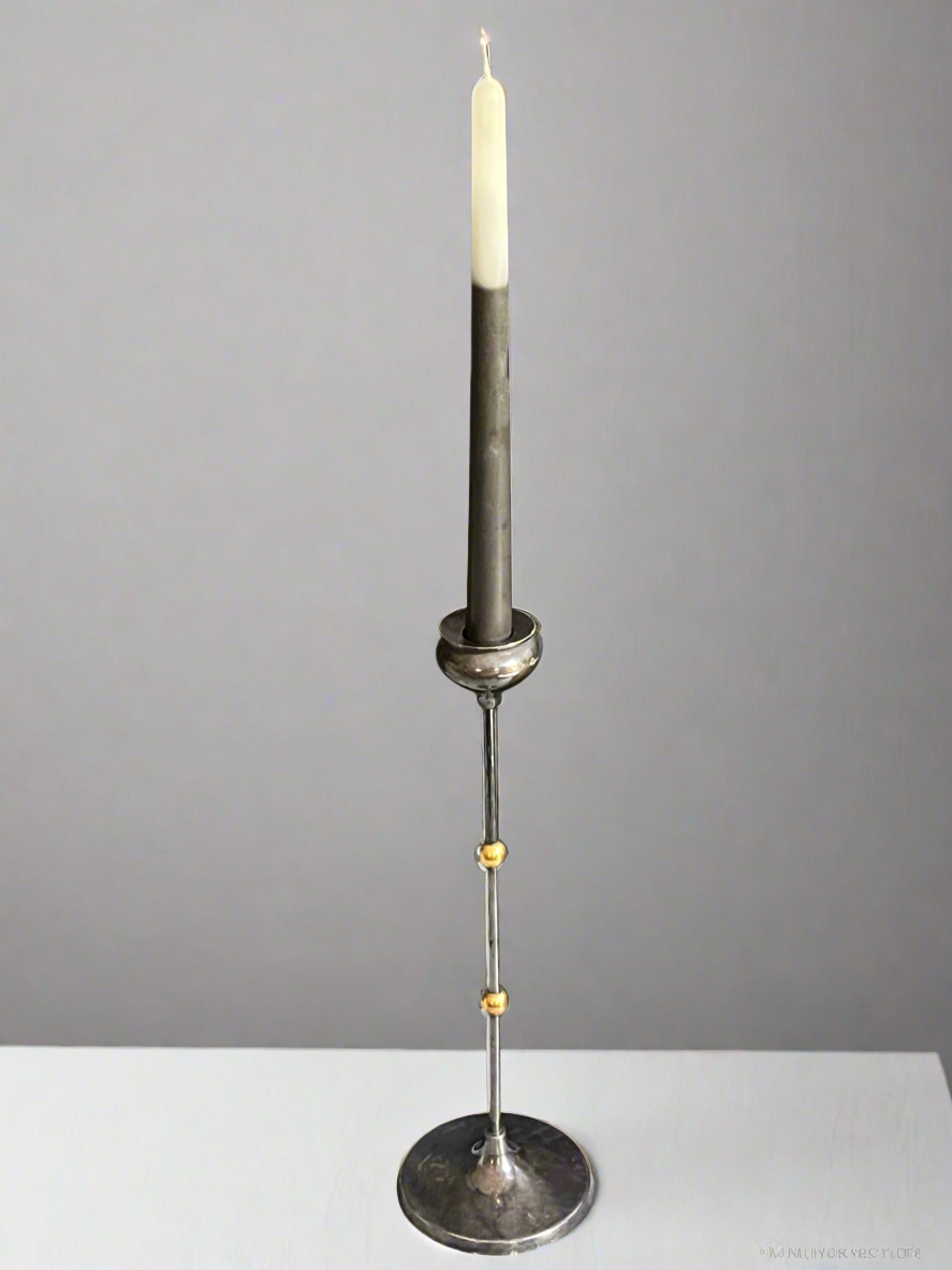 Modernist Silver & Brass Taper Candle Holder