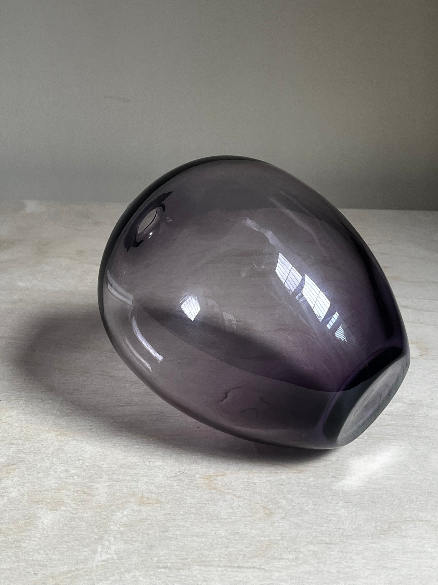 Vintage Hand Blown Amethyst Art Glass Vase | Smoky Purple Studio Glass