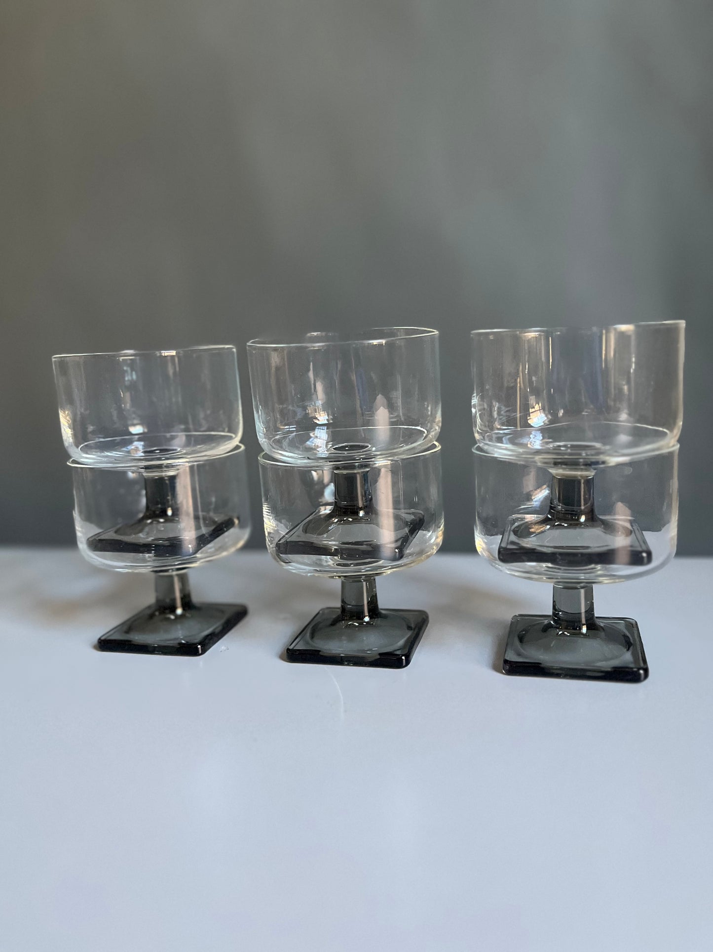 Federal Glass Nordic Midnight Smoked Gray Coupes | Set of 6