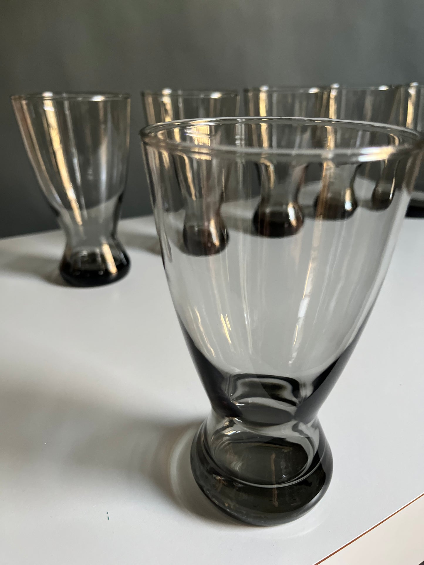 Mid Century Smoked Gray Drinking Glassware | Set of 6
