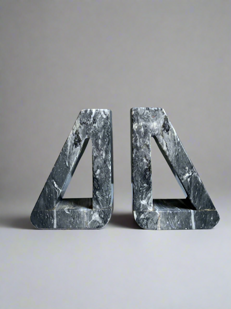 Modern Geometric Marble Bookends
