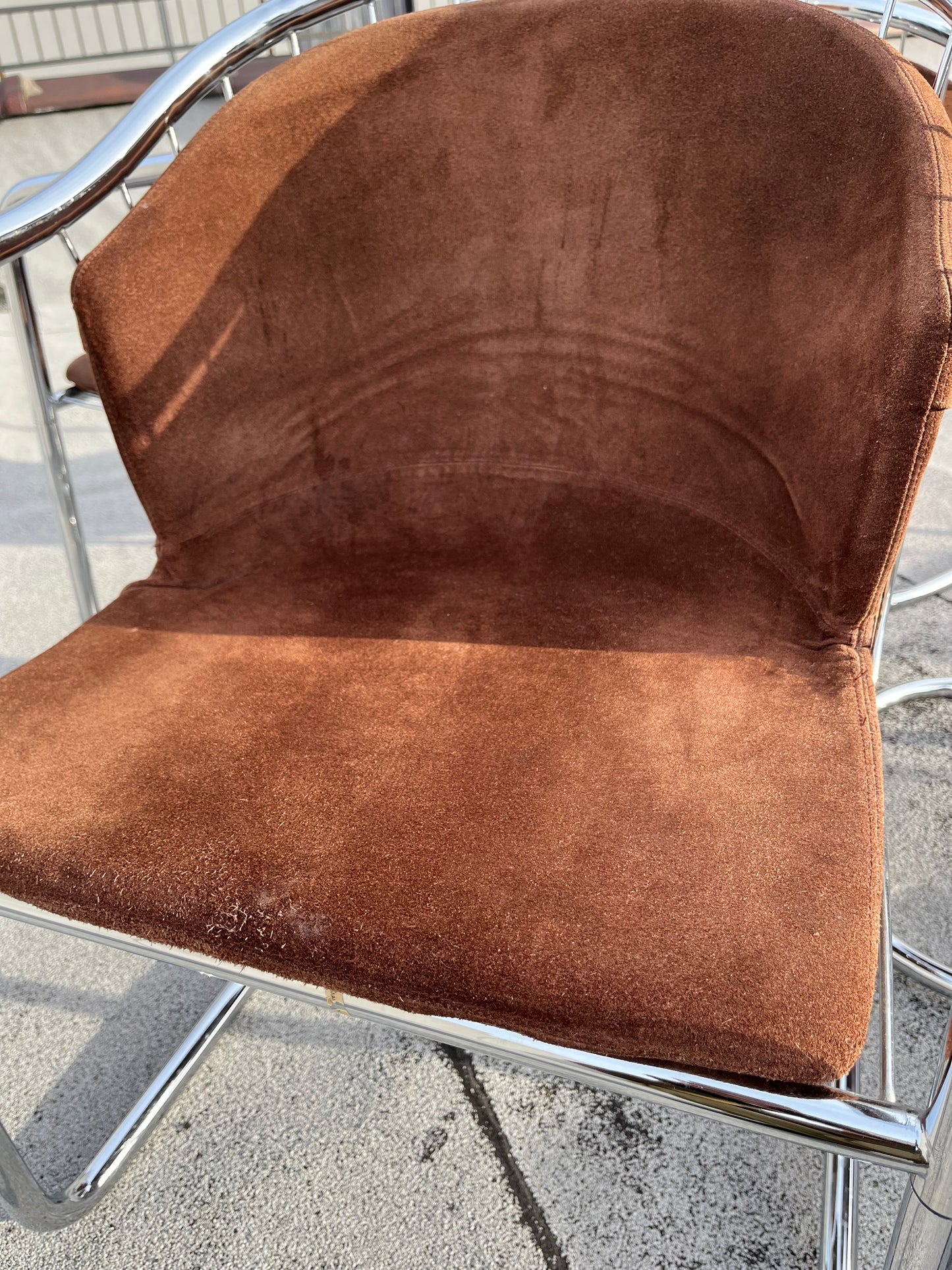 Gastone Rinaldi Cantilever Chairs | Chrome + Suede | Set of 4