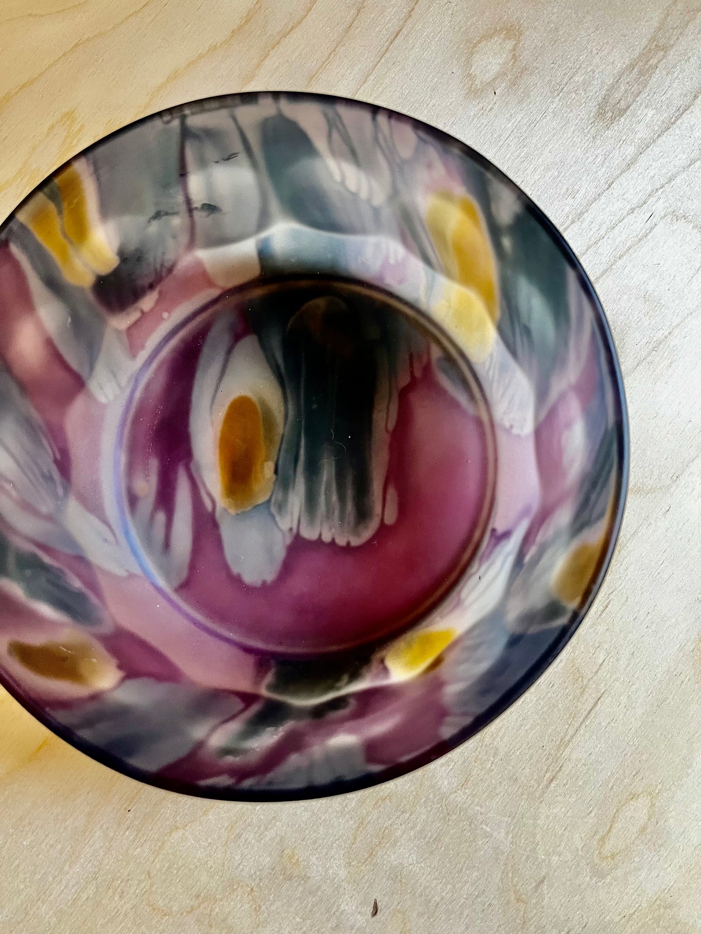 1980s Rueben Nouveau Art Glass Hand Painted Frosted Accent Bowl