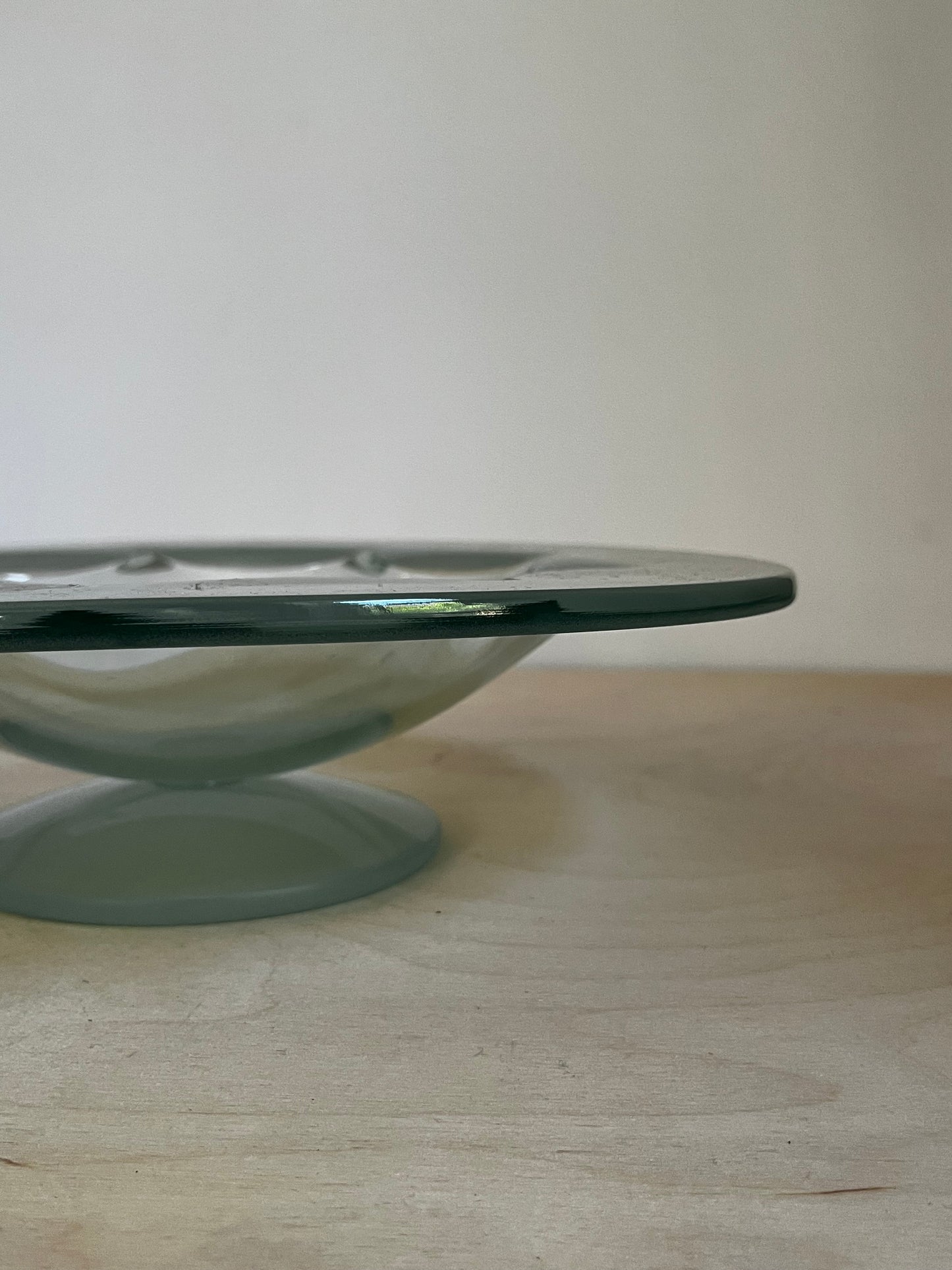 Seafoam Glass Pedestal Bowl 12”