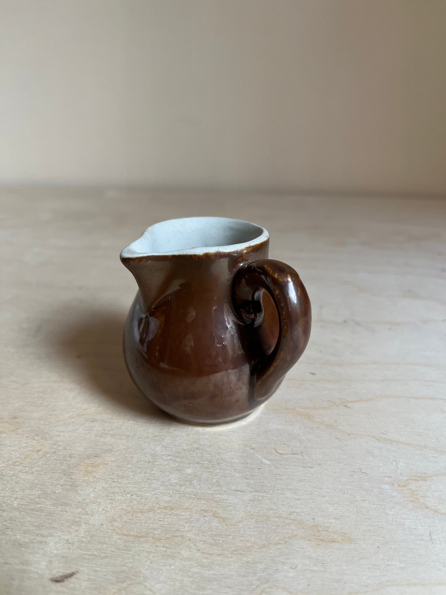 Mini Handthrown Clay Creamer Pitcher | Brown Glaze w. Matte Interior Bud Vase