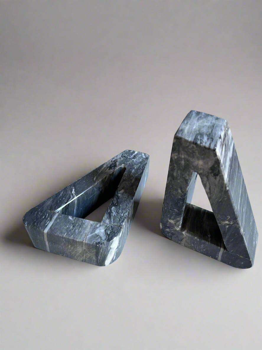 Modern Geometric Marble Bookends