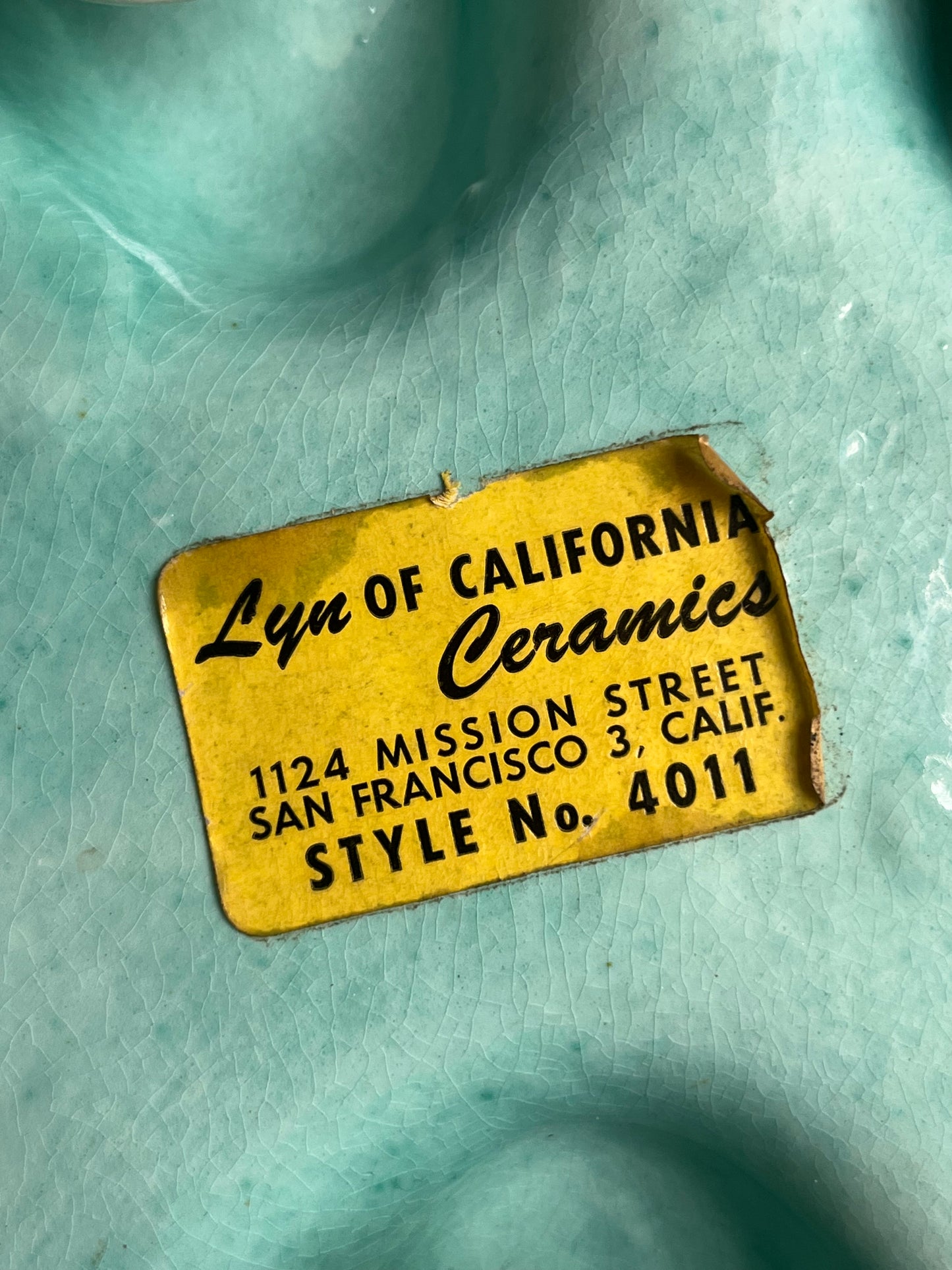 MCM Turquoise & Gold Freeform Ceramic Ashtray | Catchall
