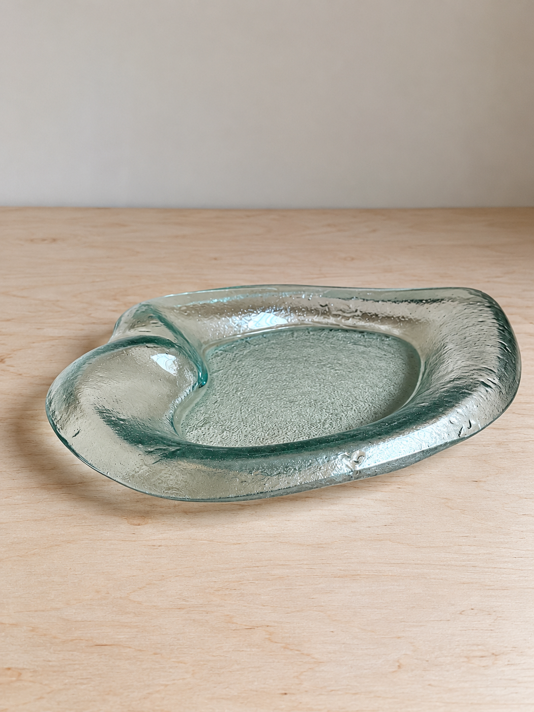 Sculptural Glass Catchall Tray | Organic Freeform Design | Seafoam Green