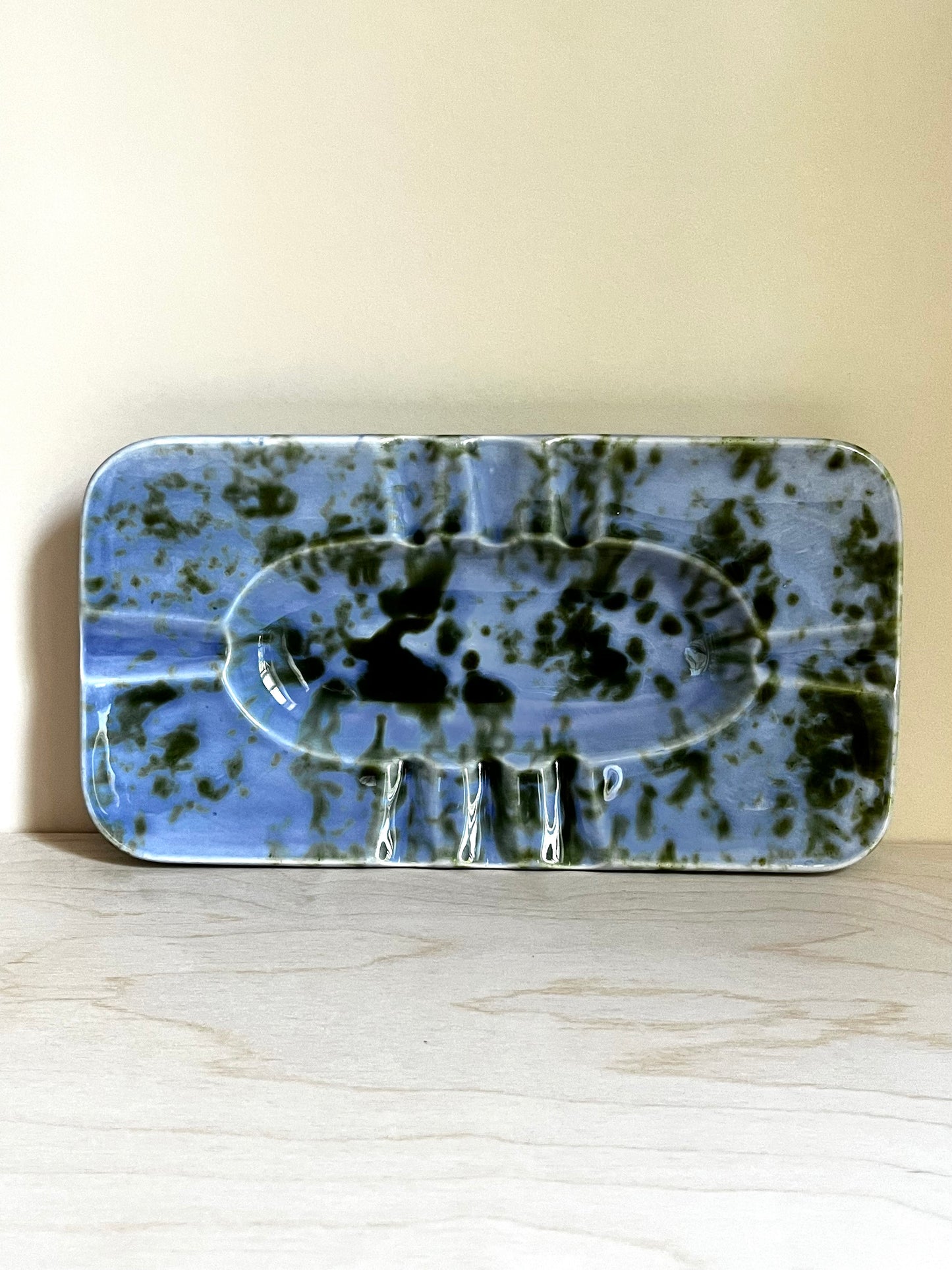 Stangl Caribbean Blue Green Drip Glaze Ceramic Ashtray/ Catch All