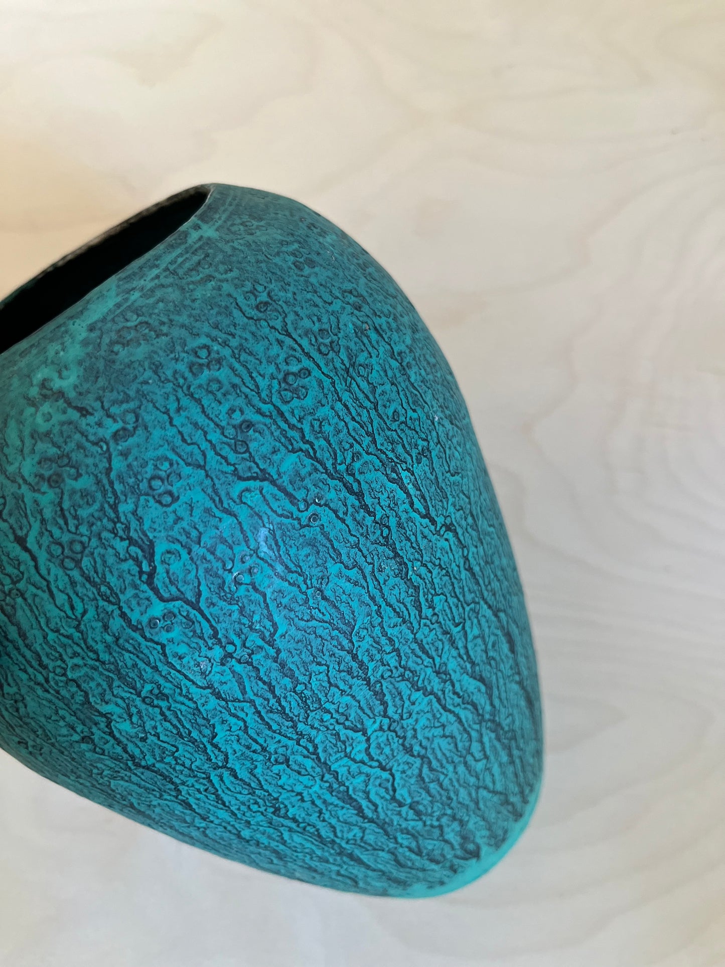 Drip Finish Metal Vase, 8.5”