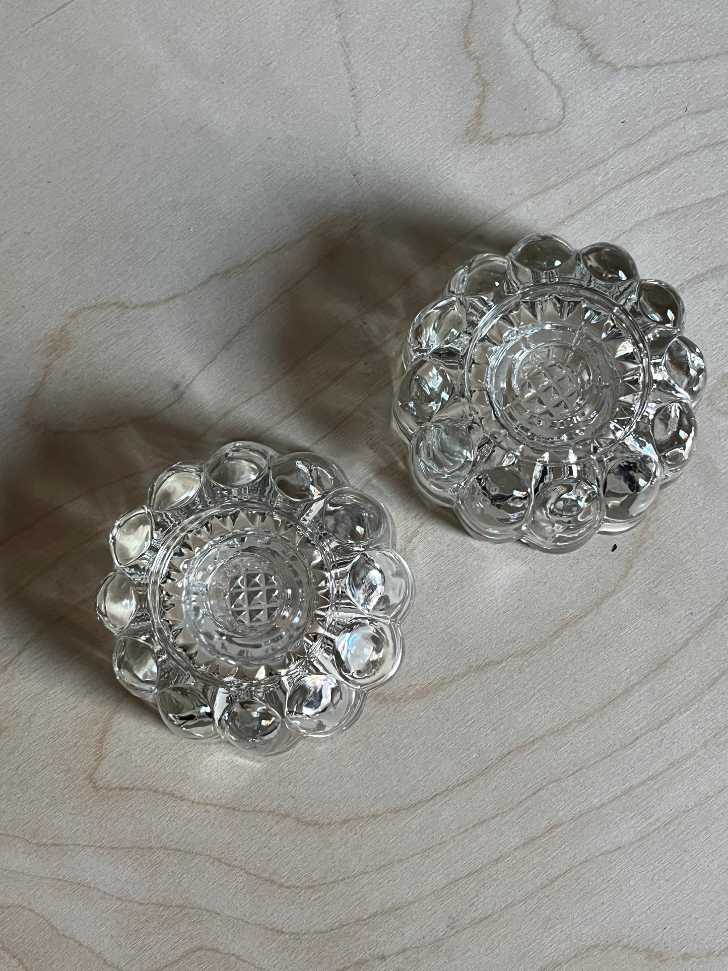 Chunky Bubble Glass Taper Holders | Set of 2