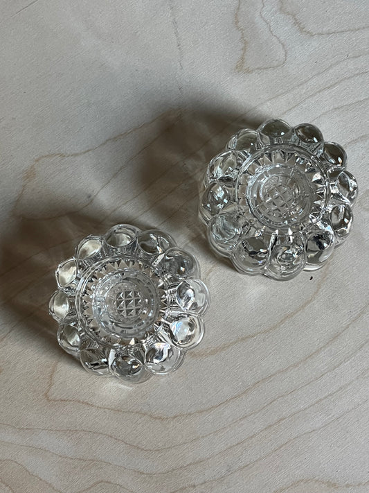 Chunky Bubble Glass Taper Holders | Set of 2