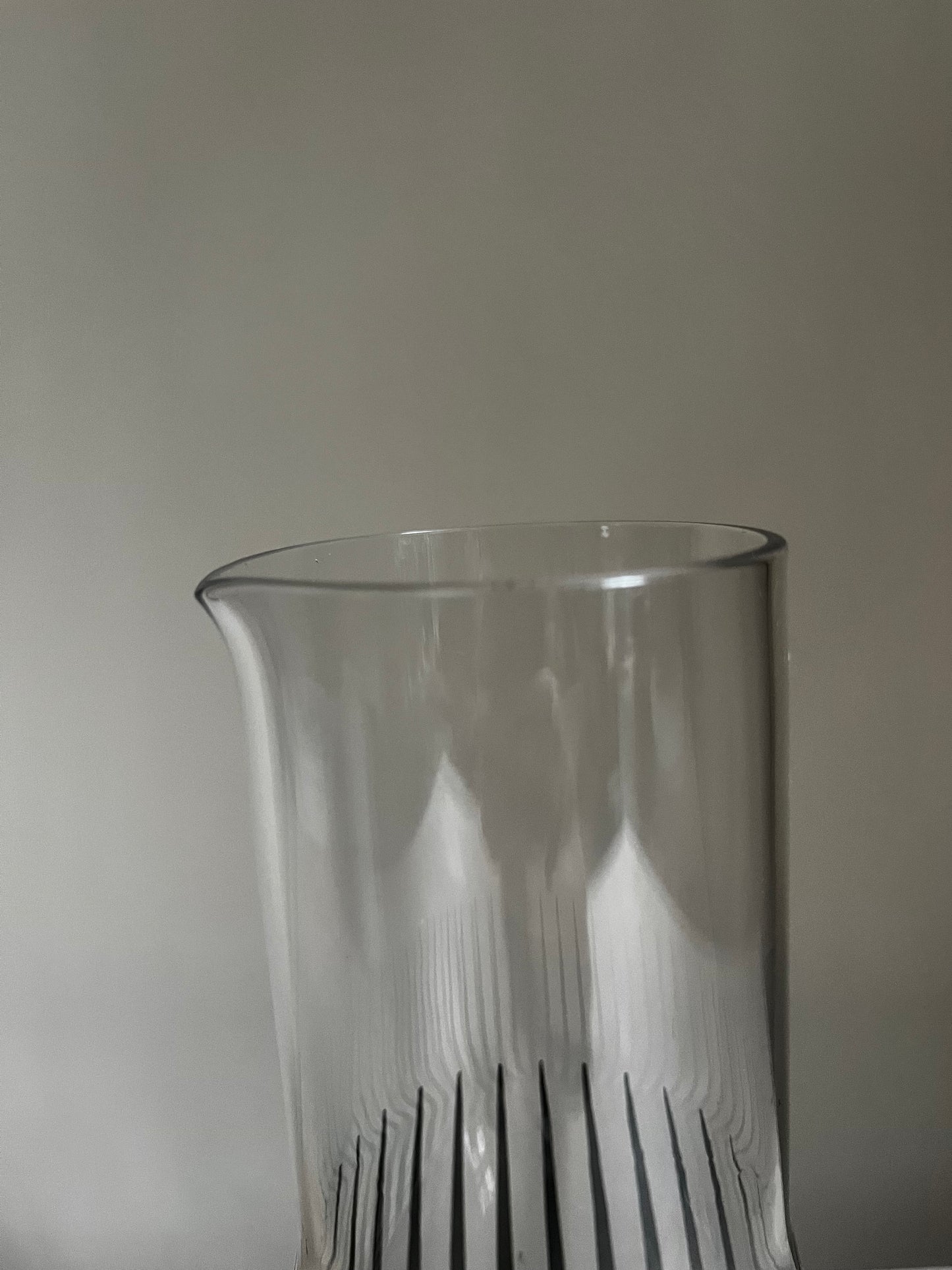 Nybro Sweden Crystal Carafe |Black Stripe Art Glass Pitcher | Scandinavian Modern Decanter