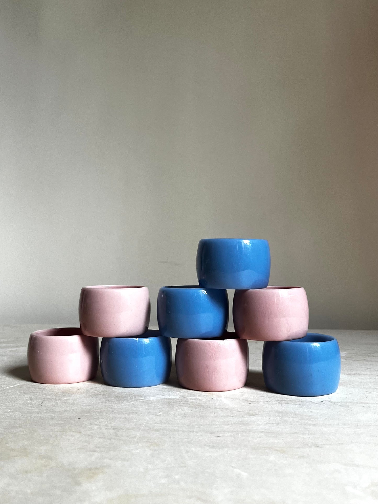 Postmodern Napkin Rings | Blue + Pink | Set of 8