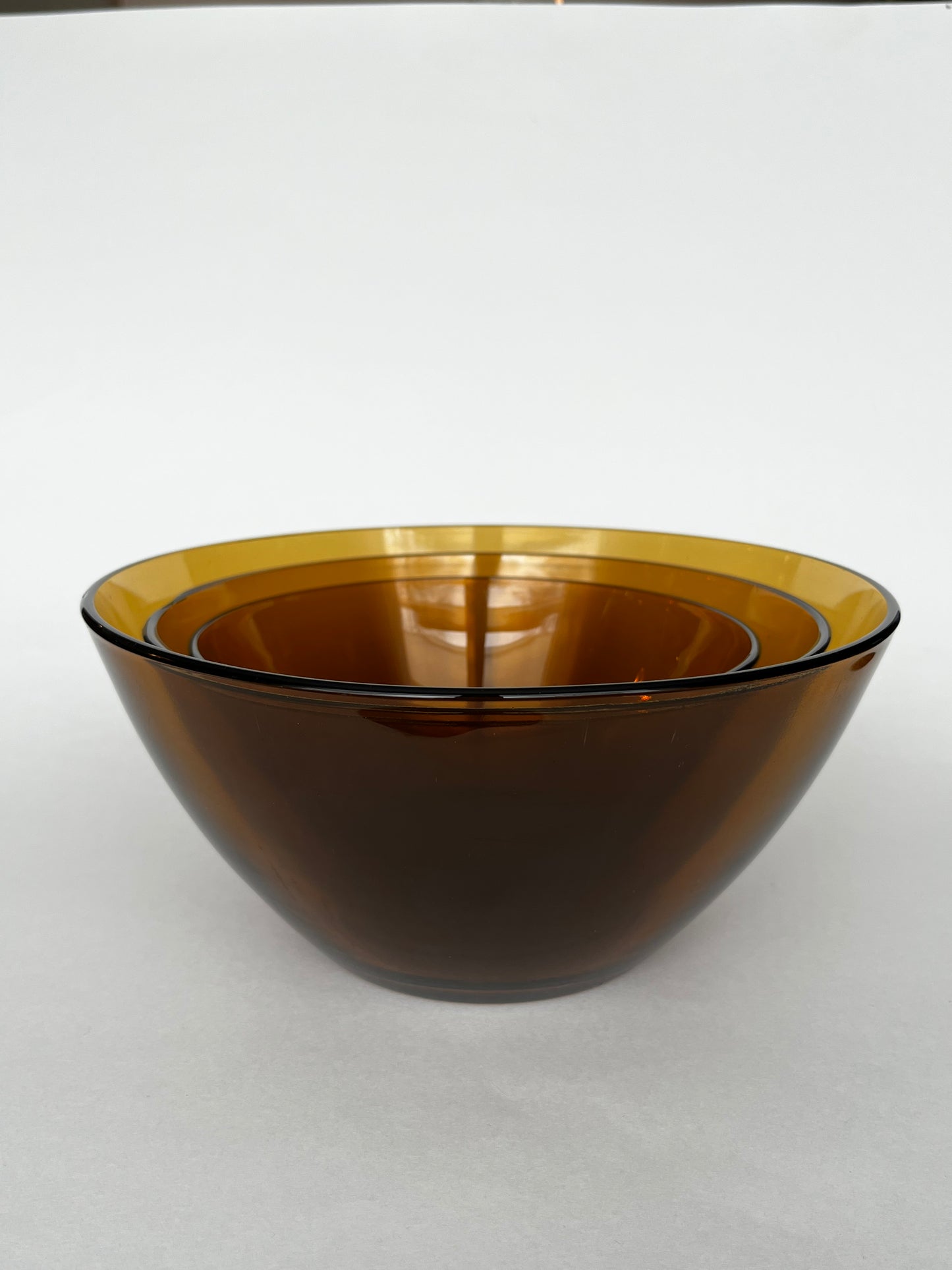 Amber Glass Nesting Bowls | Made in France by Arcopal