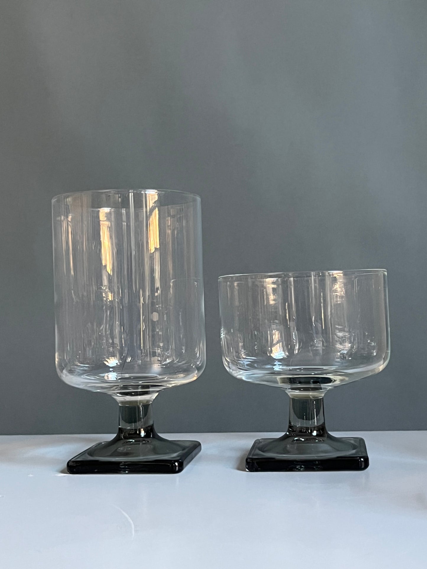 Federal Glass Nordic Midnight Smoked Gray Goblets | Set of 6