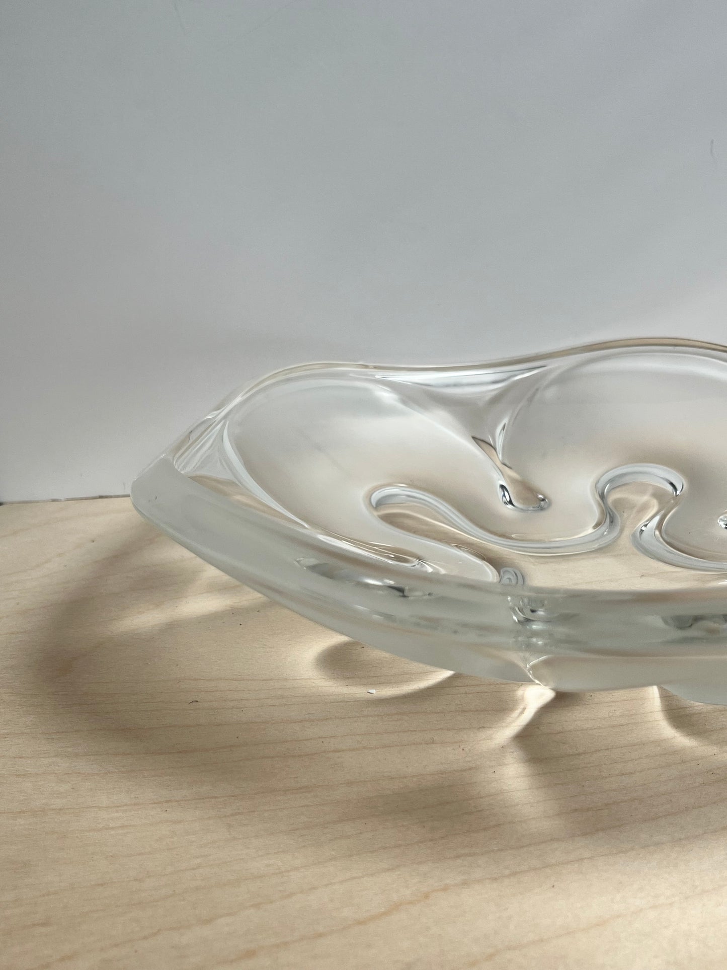 Vintage Mikasa Frosted Sculptural Art Glass Centerpiece Bowl | Large 14”