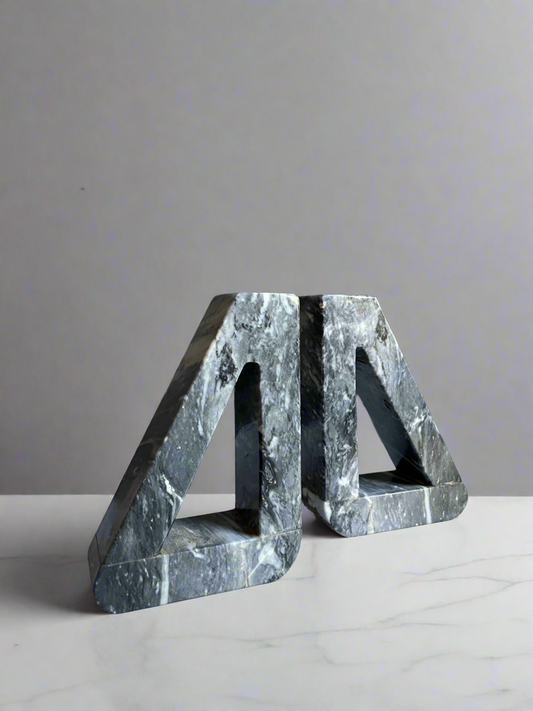Modern Geometric Marble Bookends