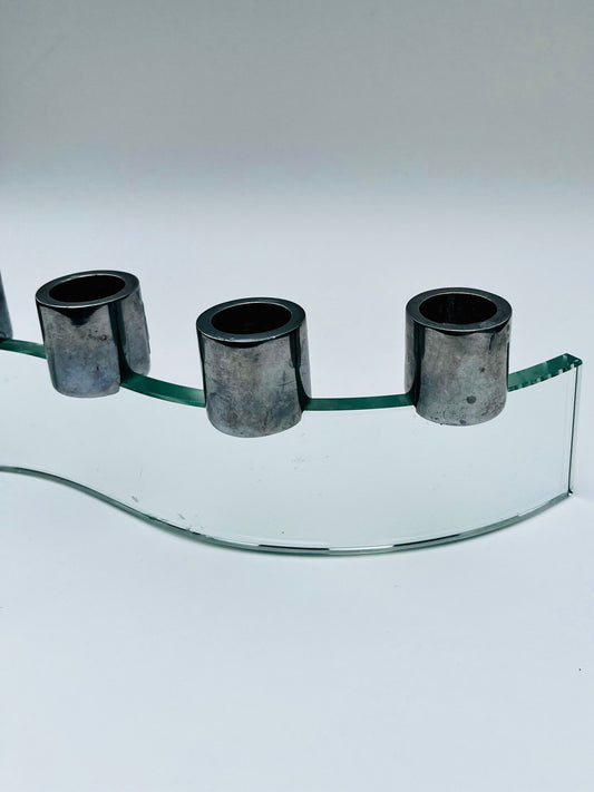 Glass + Chrome Squiggle Taper Holder