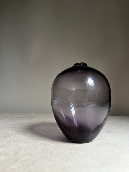Vintage Hand Blown Amethyst Art Glass Vase | Smoky Purple Studio Glass