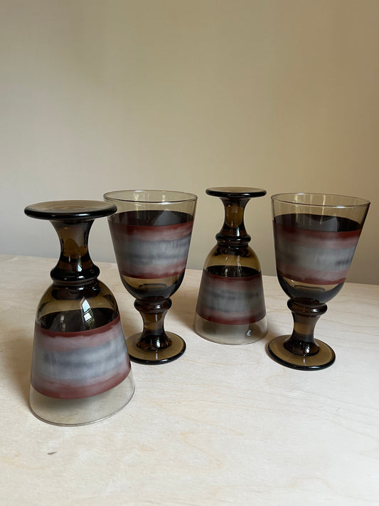 1970s Libbey Nova Brown Goblets | Set of 4