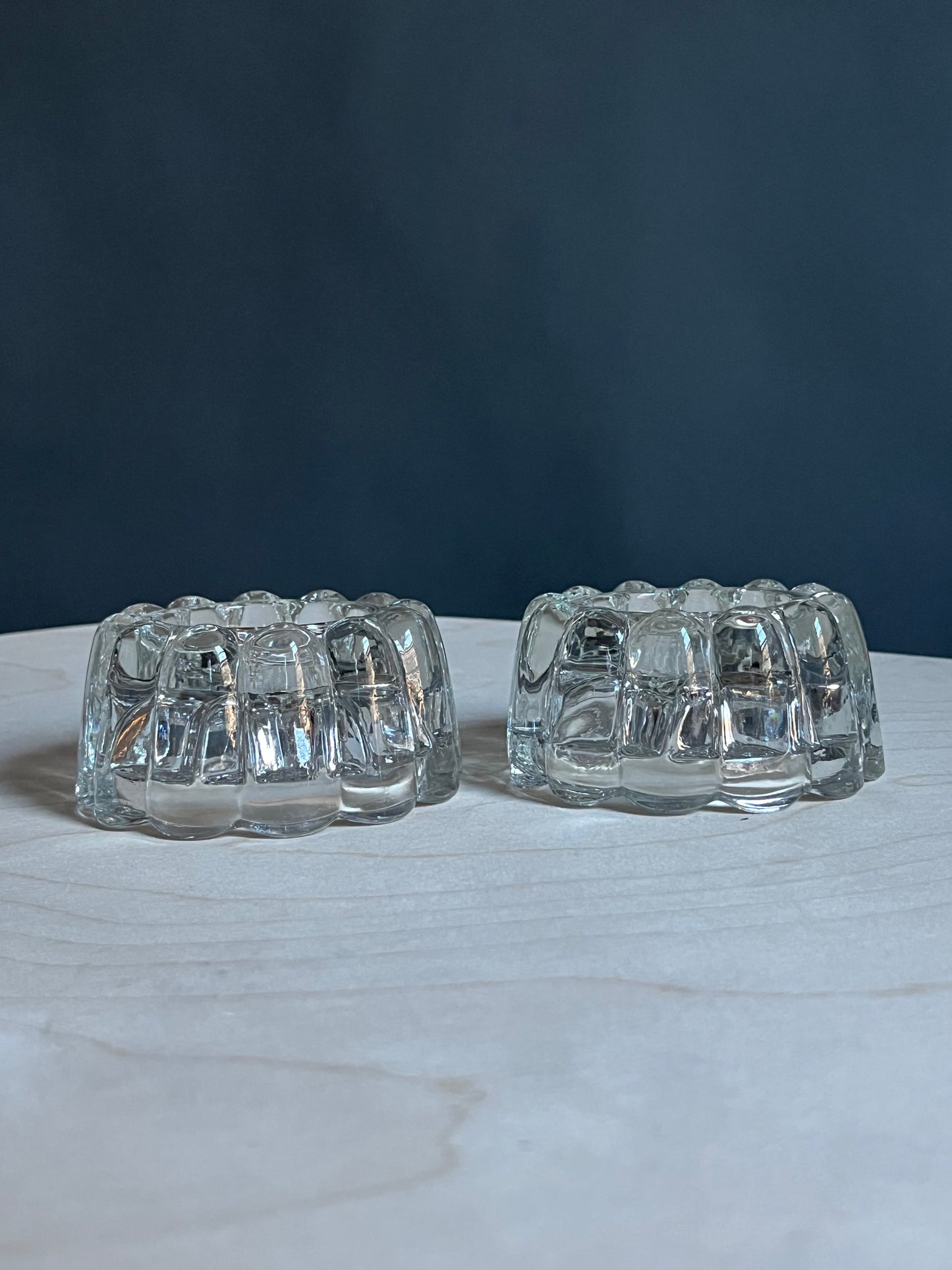 Chunky Bubble Glass Taper Holders | Set of 2