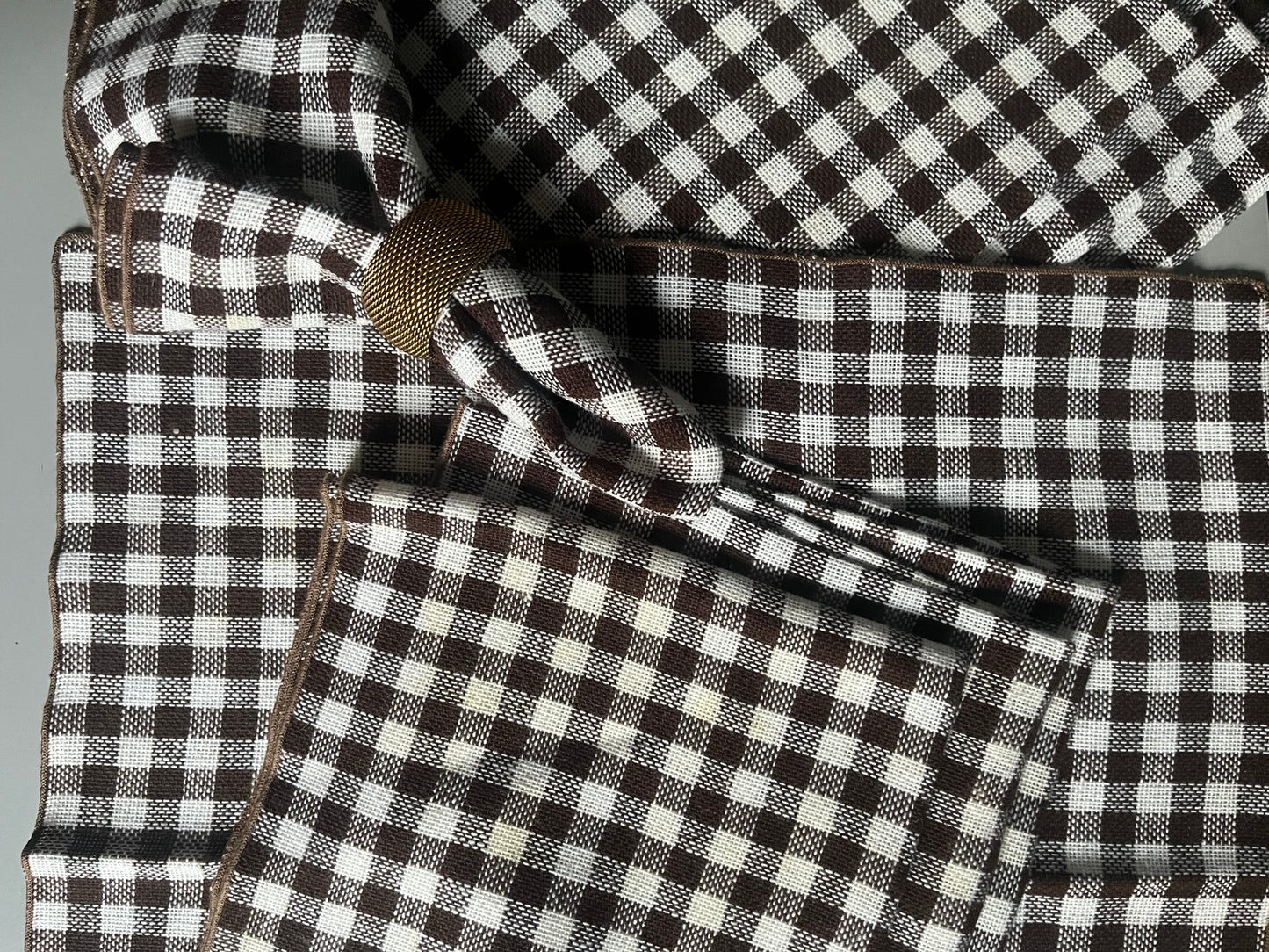 Brown Gingham Cloth Napkins | Set of 8