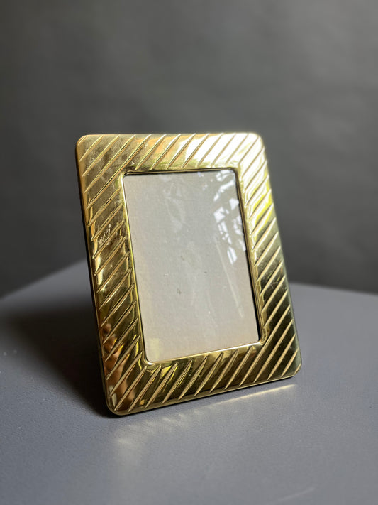 Brass Picture Frame with Deco Ribbed Design