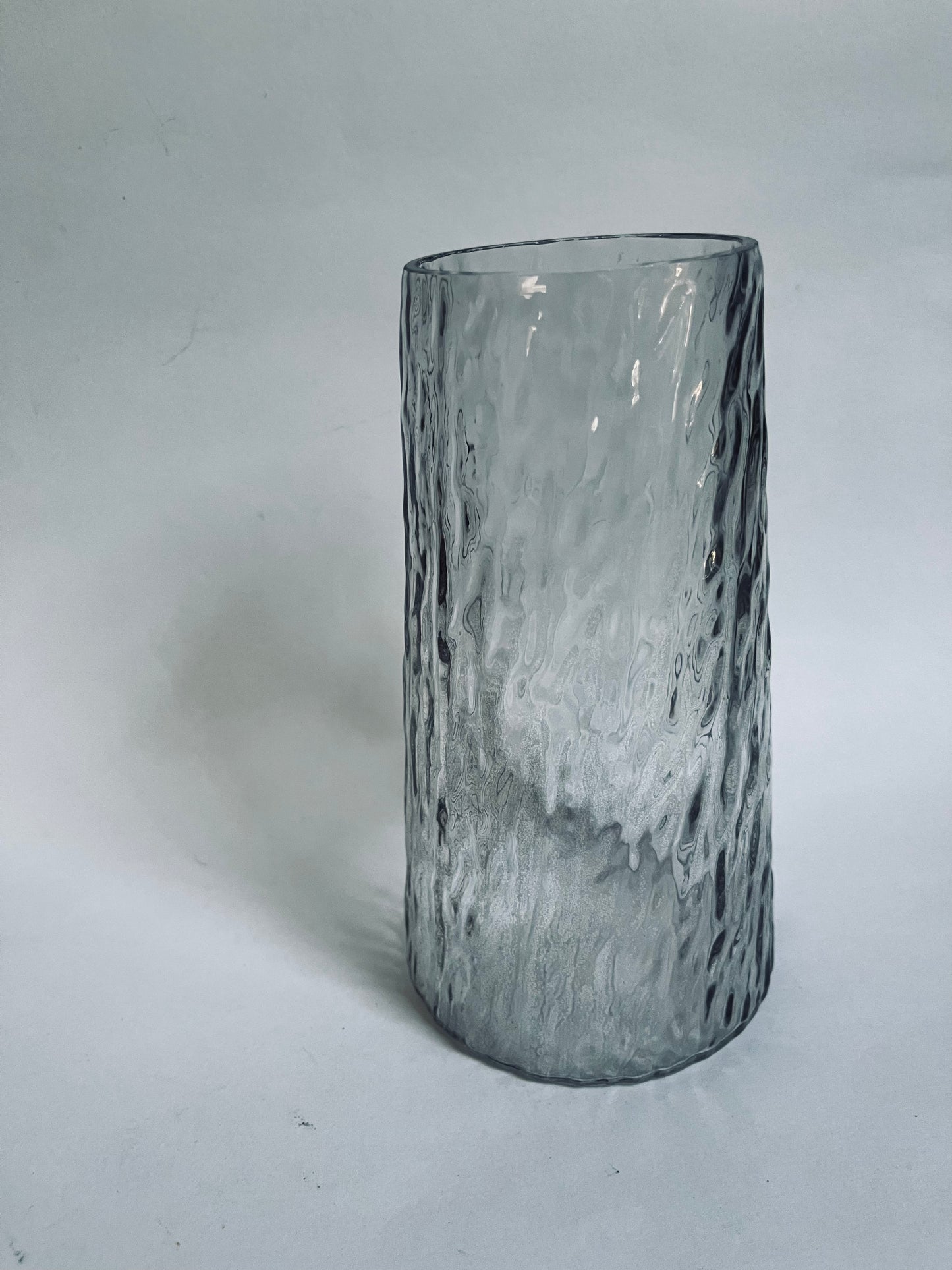 Smoky Textured Glass Vase