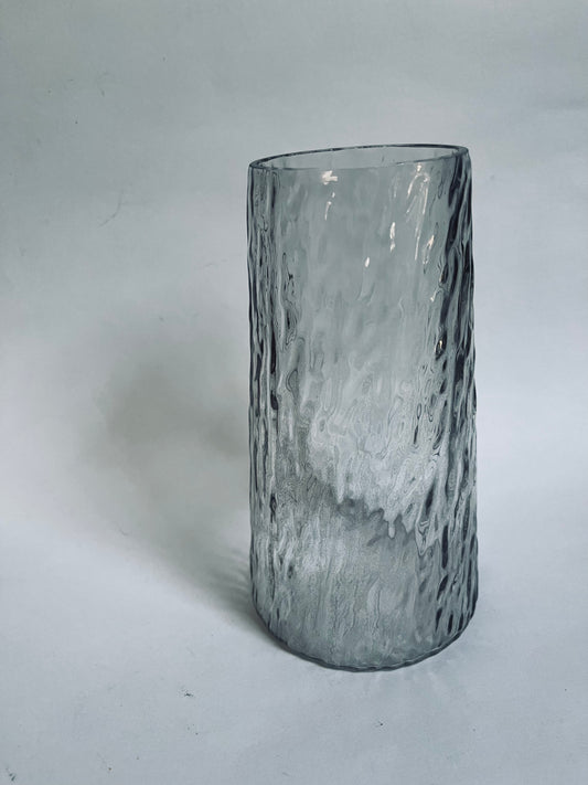 Smoky Textured Glass Vase