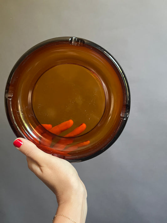 Large Amber Glass Ashtray