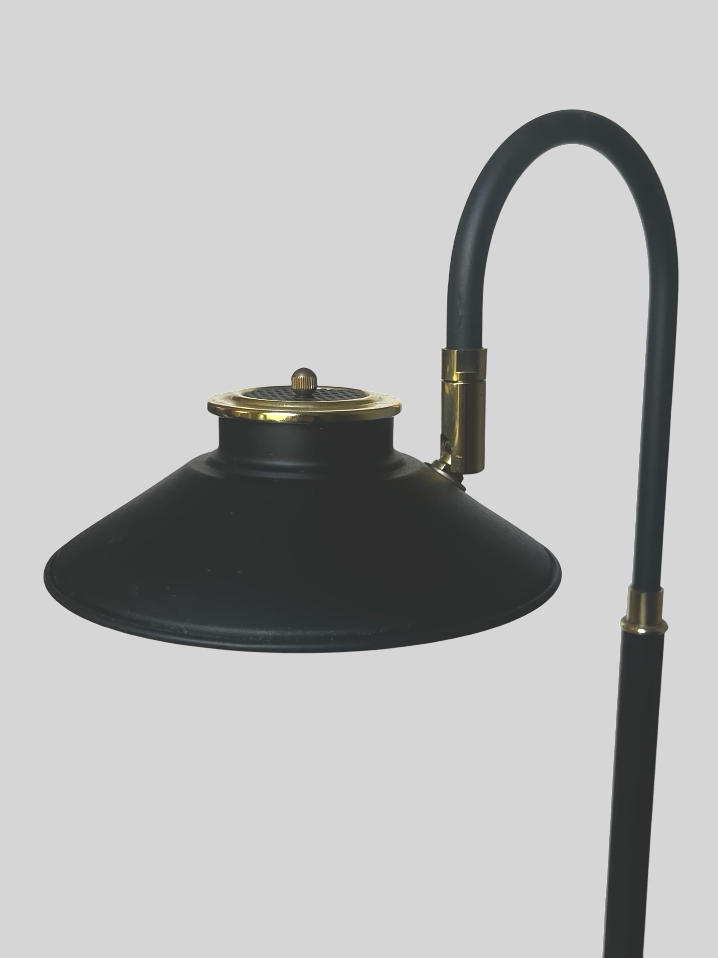Modern Art Deco Table Lamp | Black Metal with Brass