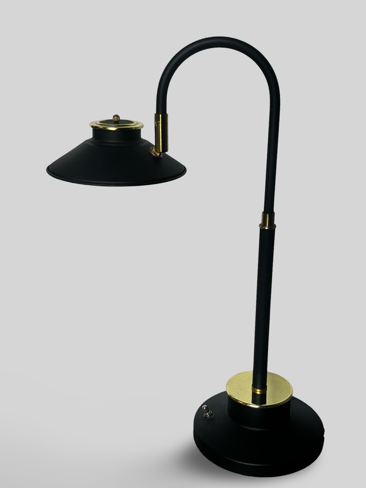 Modern Art Deco Table Lamp | Black Metal with Brass