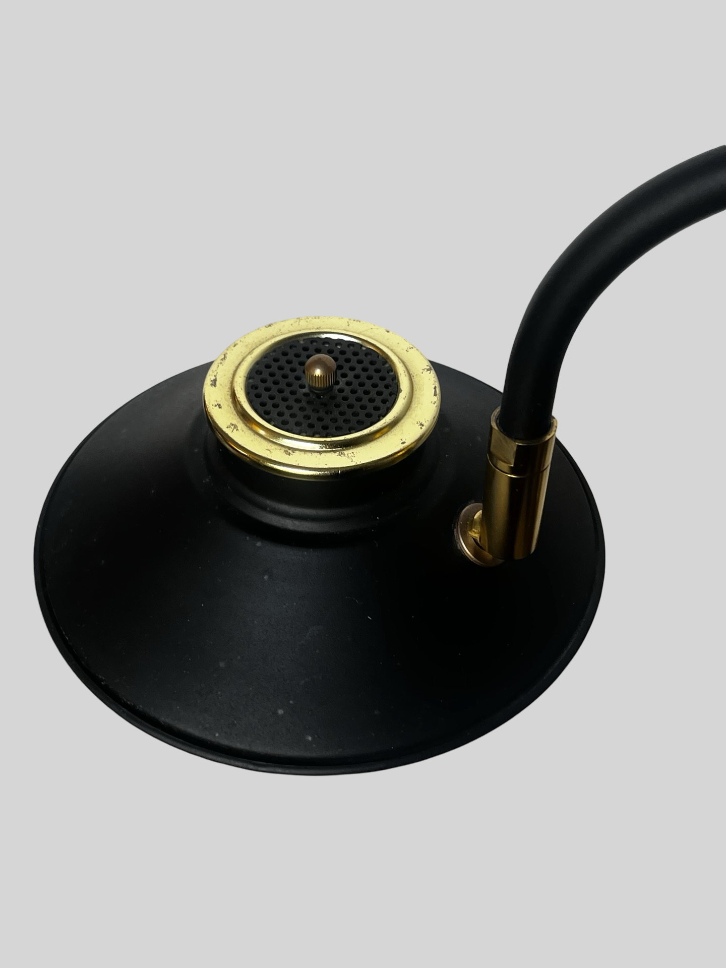 Modern Art Deco Table Lamp | Black Metal with Brass