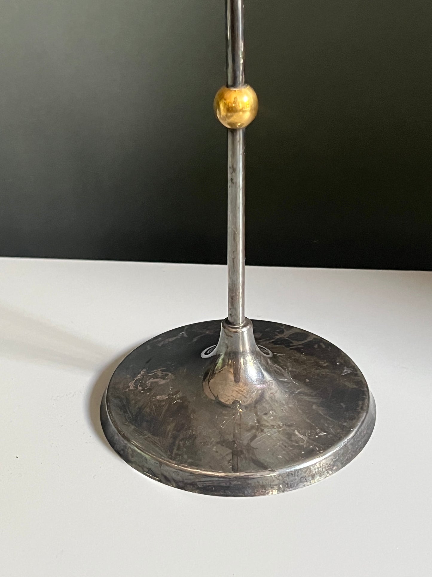 Modernist Silver & Brass Taper Candle Holder