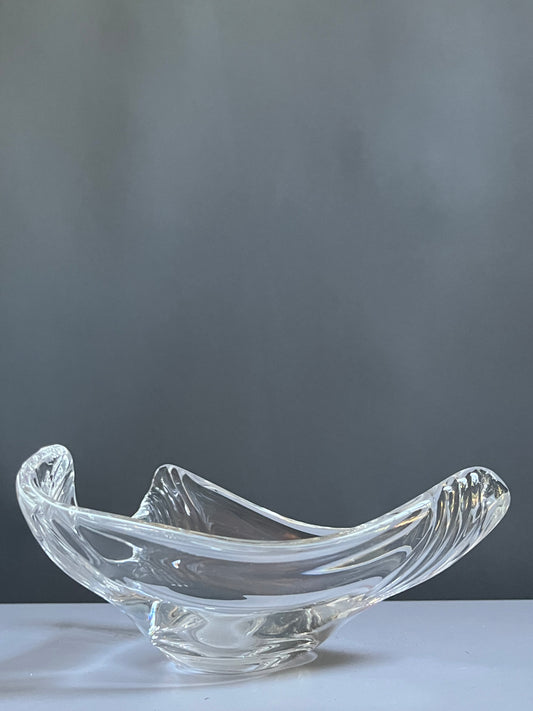 Hand-Blown Glass Dish with Ridged Corners
