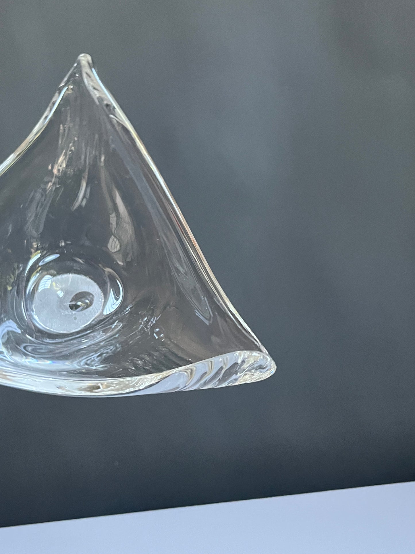 Hand-Blown Glass Dish with Ridged Corners
