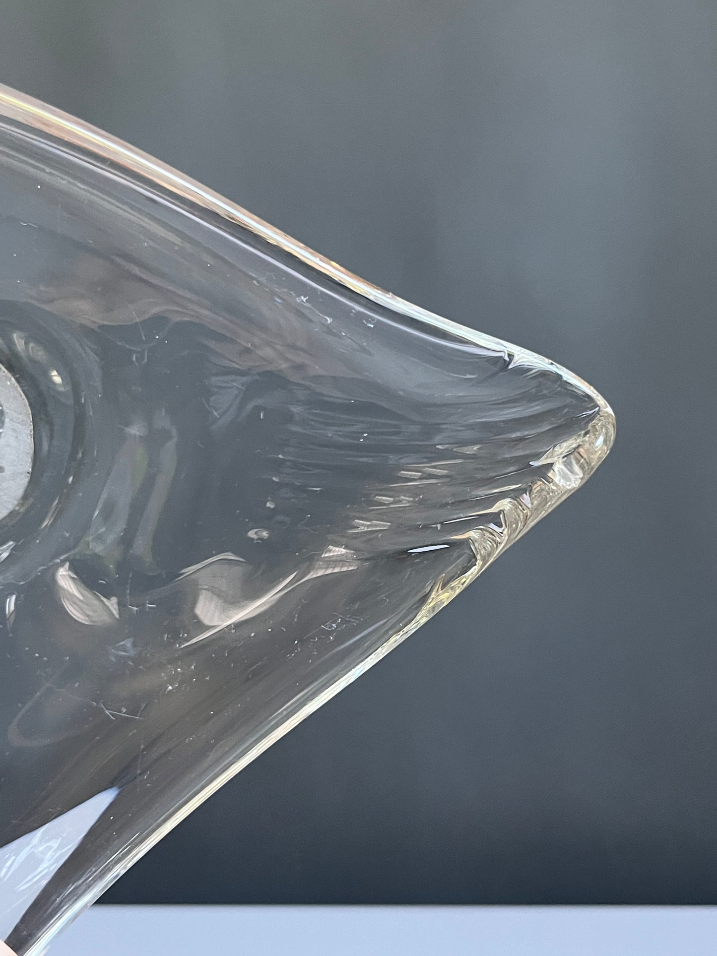 Hand-Blown Glass Dish with Ridged Corners
