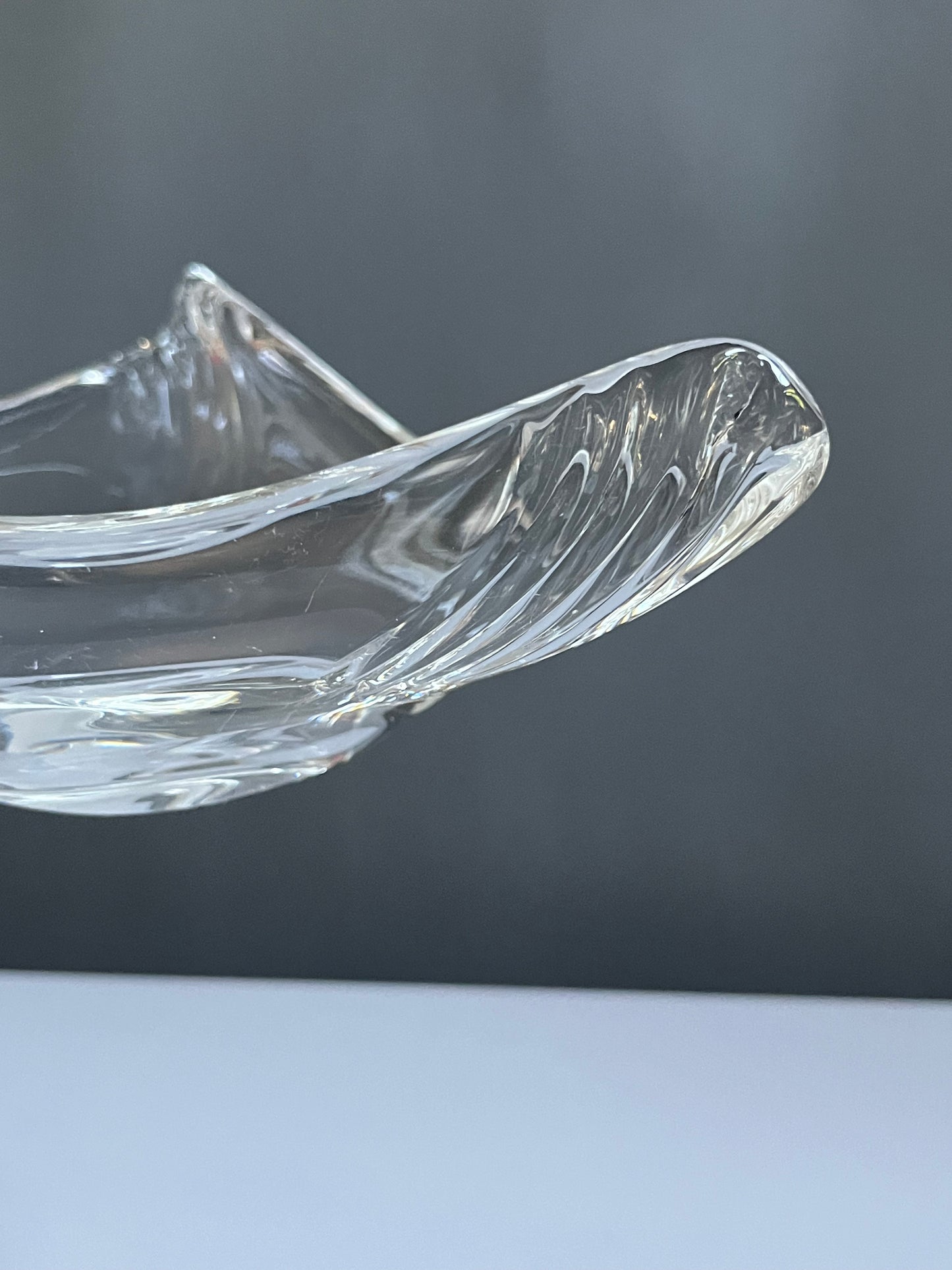Hand-Blown Glass Dish with Ridged Corners