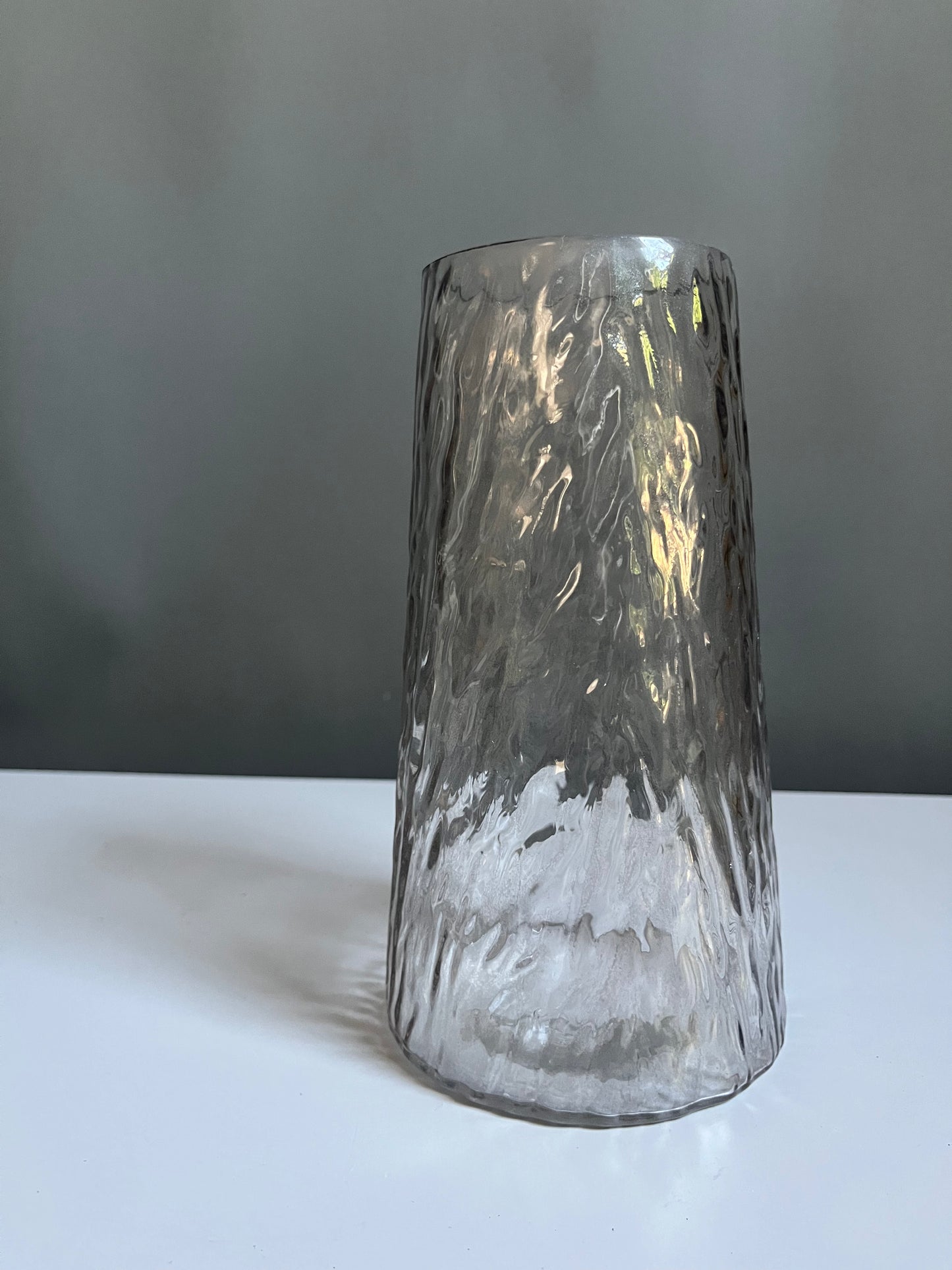 Smoky Textured Glass Vase