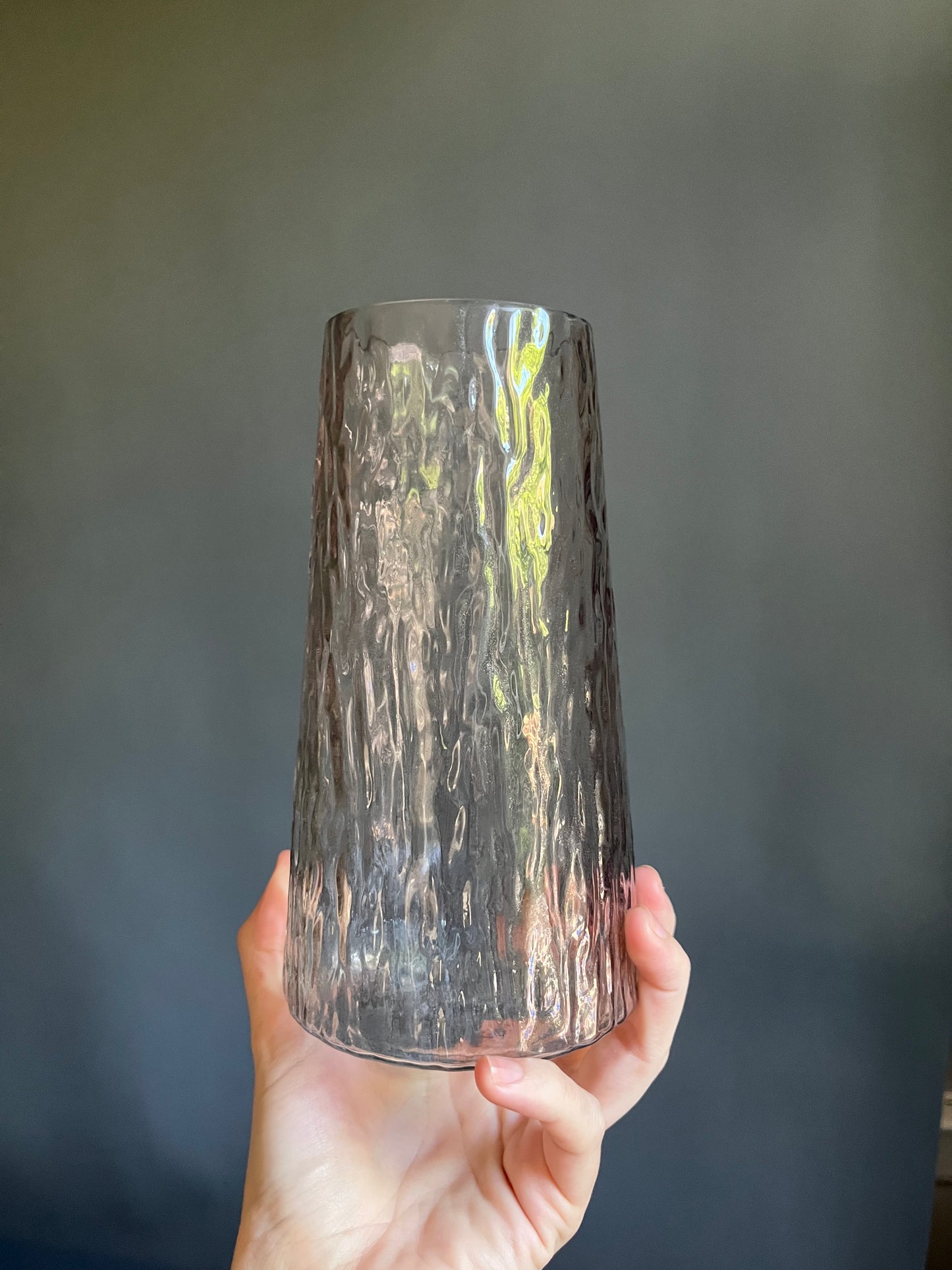 Smoky Textured Glass Vase