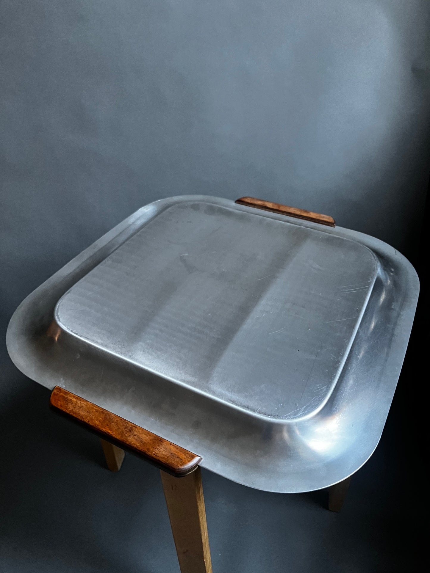 Stainless Steel Tray with Wood Handles