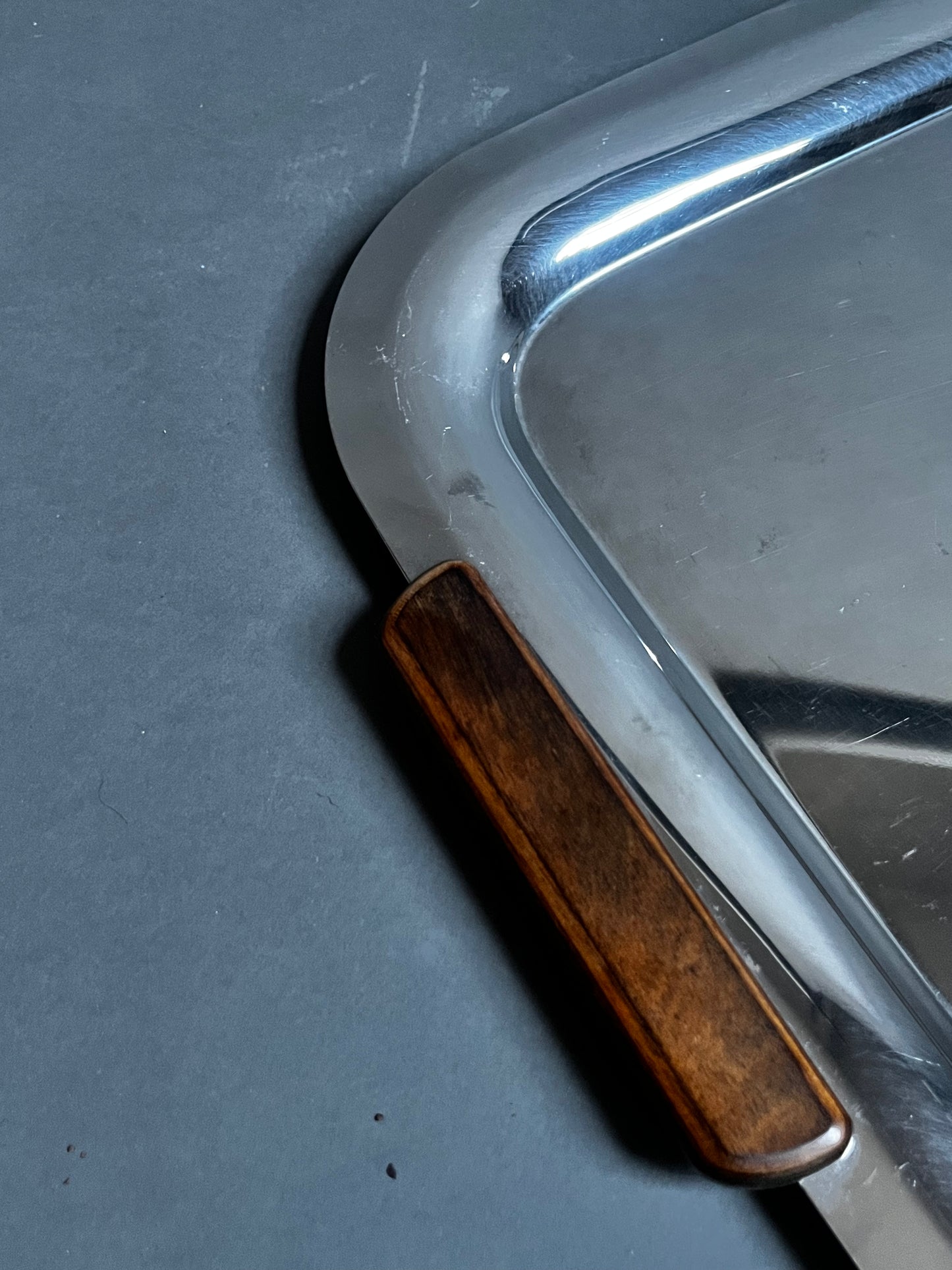 Stainless Steel Tray with Wood Handles