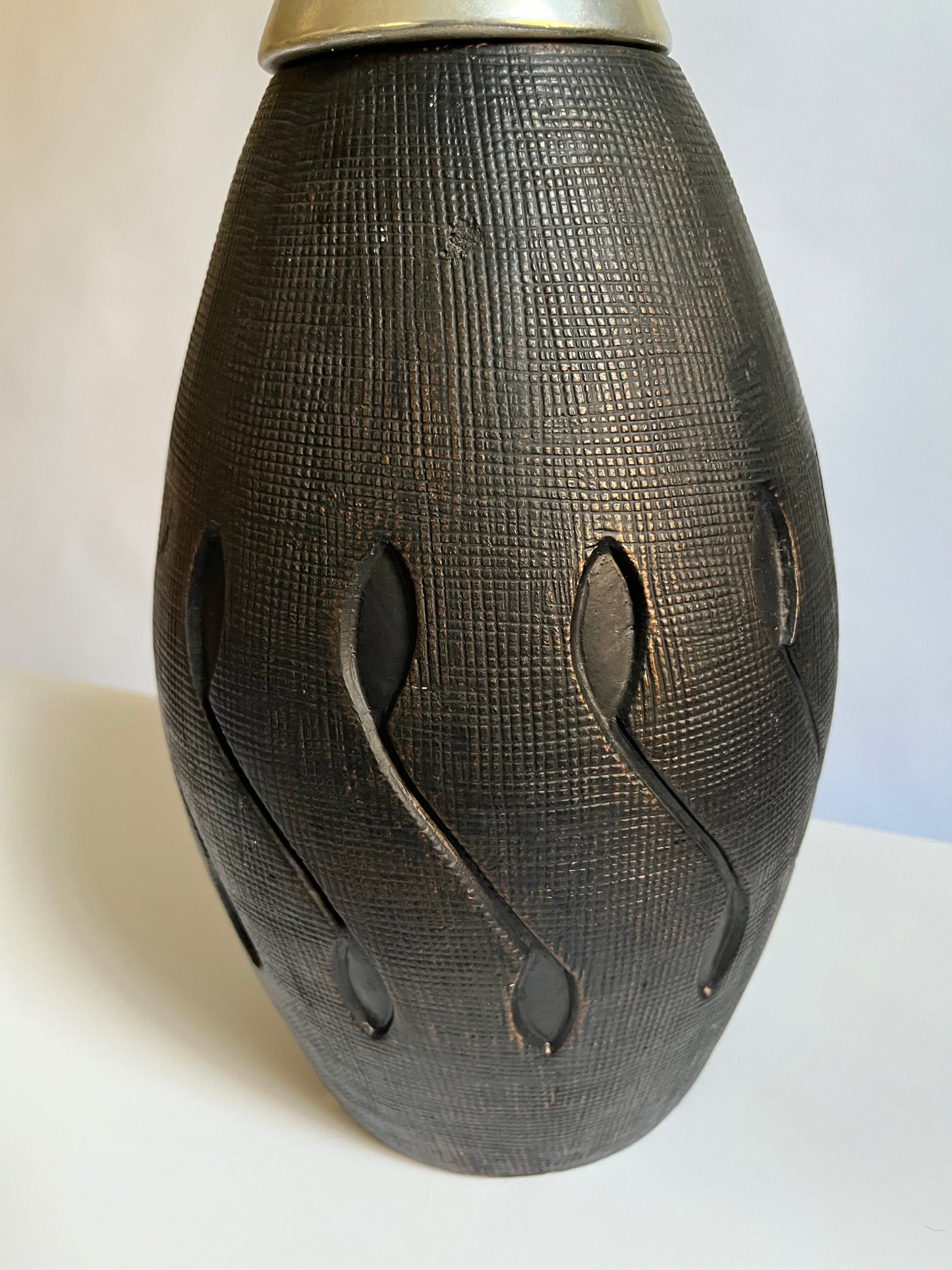 MCM Textured Table Lamp w. Aluminum Accent