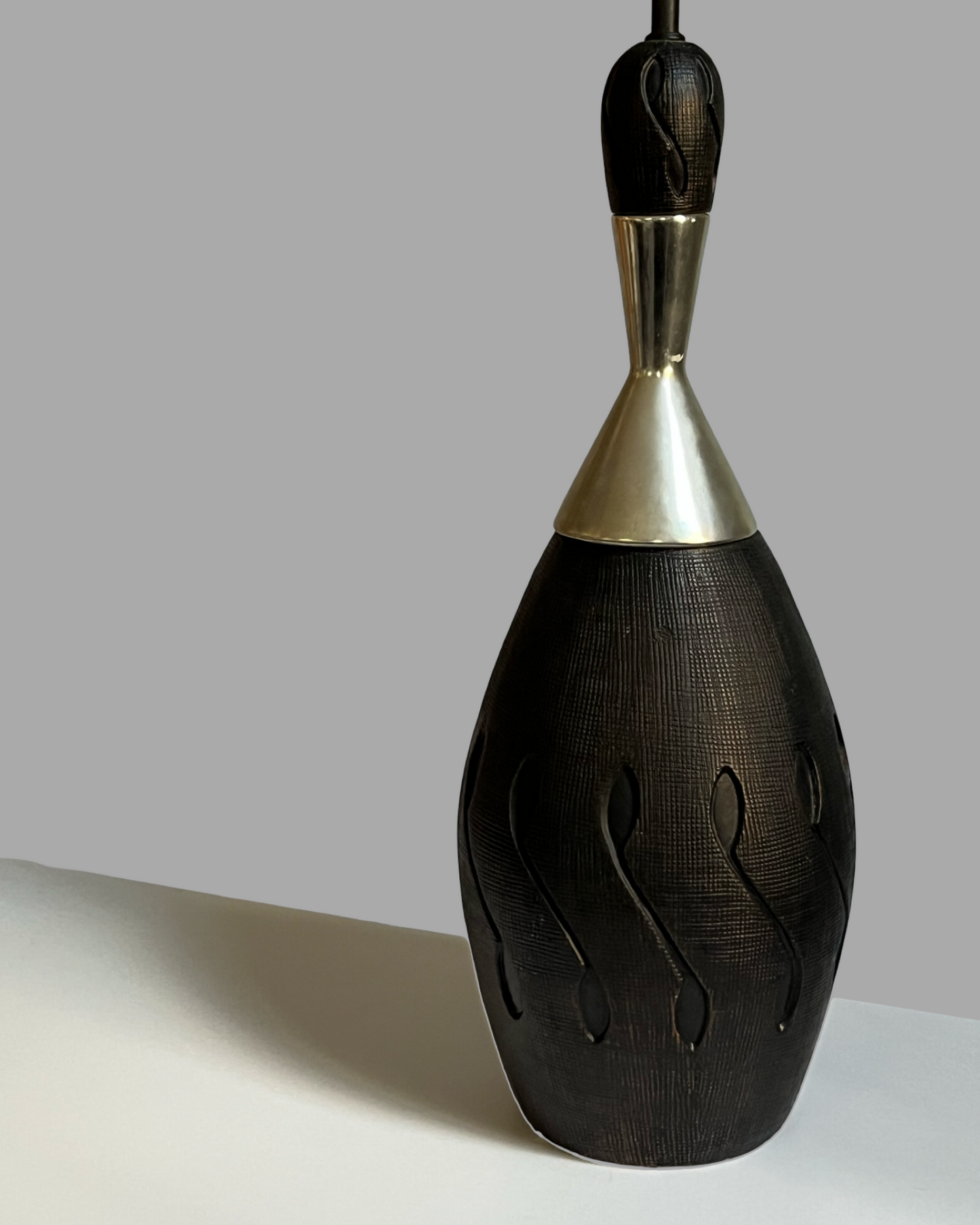 MCM Textured Table Lamp w. Aluminum Accent