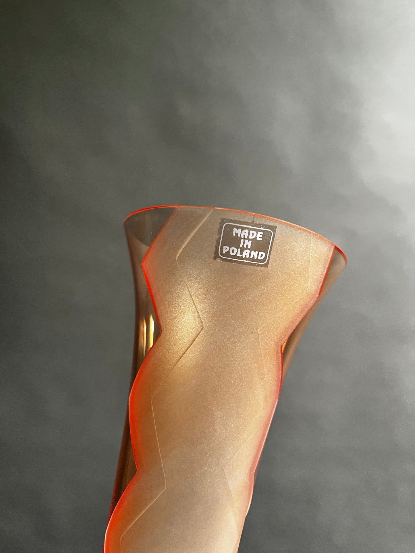 Vintage Glass Art Vase | Zigzag Frosted Design made in Poland