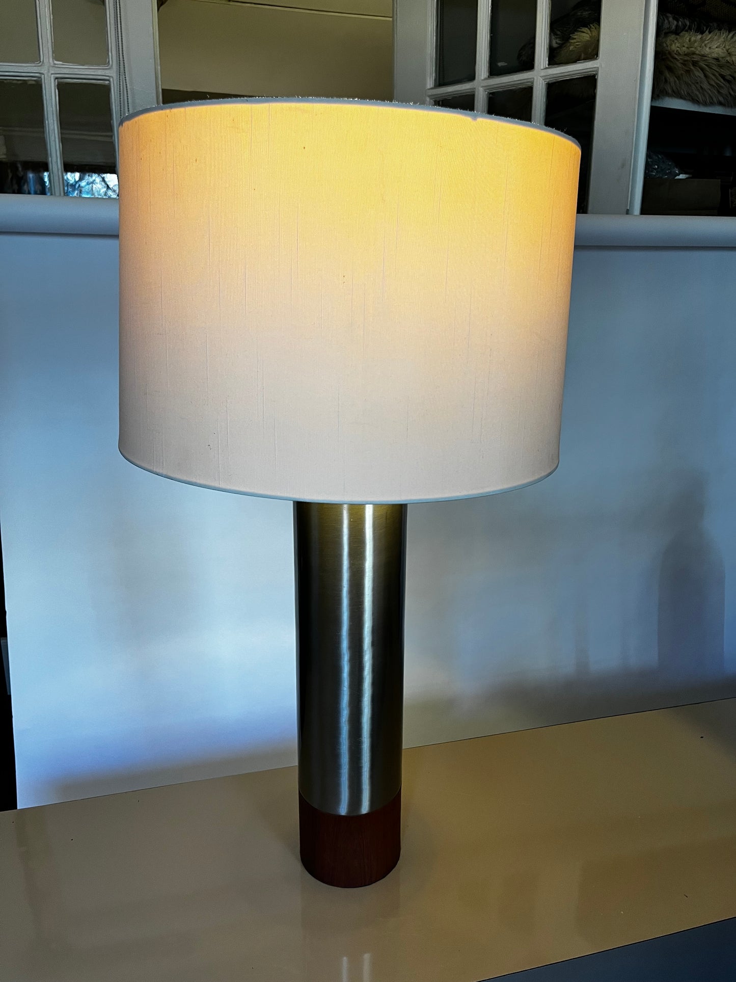 Brushed Aluminum Column Table Lamp by Laurel Lamp Co.
